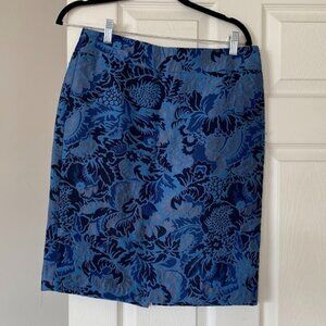Ann Taylor blue tapestry pencil skirt, size 6